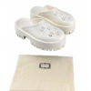 Gucci Womens Beige Perforated Platform GG Rubber Sandals White