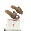 Hermes Oran Etoupe Epsom Leather flat sandals size 38
