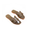 Hermes Oran Etoupe Epsom Leather flat sandals size 38 new