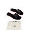Hermes Oran Flat H Sandals Black Smooth leather