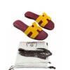 Hermes Oran Flat Sandals Suede Yellow and Purple