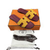 Hermes Oran Flat Sandals Suede Yellow and Purple with box