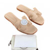 Hermes Oran Sandals in Beige Sellier Leather Size 39