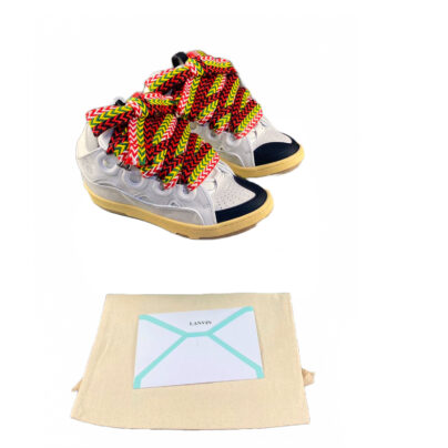 Lanvin Curb Leather Sneakers White and multicolour laces Size 37