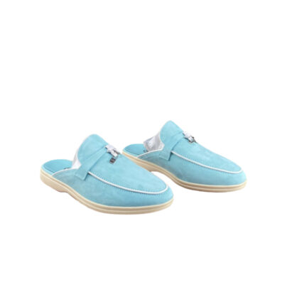 Loro Piana Blue Suede Babouche Charms Slippers