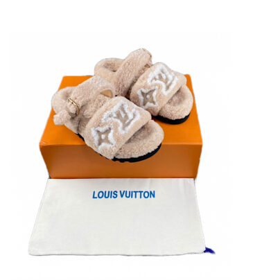 Louis Vuitton Paseo Flat Comfort Shearling Fur Mules Slippers
