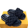 Louis Vuitton Pool Pillow Puffer Padded Black Nylon sliders LV monogram sandals