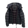 Moncler UME Black Puffer Jacket Reflective Logo Tape interior red lining