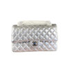 New Chanel Classic Double Flap Bag Silver Metallic Lambskin Medium