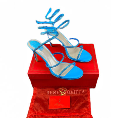 Rene Caovilla CLEO Blue Stiletto Heels with Rhinestones