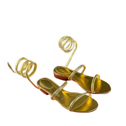 Rene Caovilla Juniper Gold Flat Sandals 10