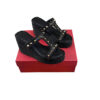 Valentino Garavani Black Rockstud Torchon Wedge Sandals