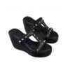 Valentino Garavani Rockstud Black Torchon Wedge Sandals