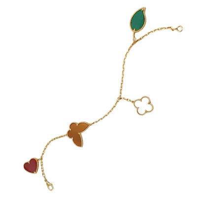 Van Cleef Arpels Lucky Alhambra Bracelet 18k Gold Heart Mother of pearl butterfly