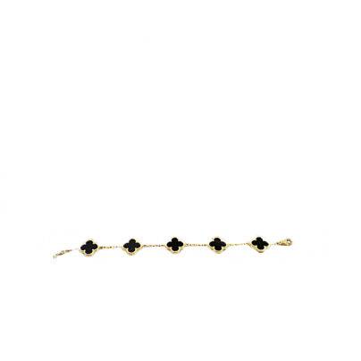 Van Cleef and Arpels Vintage Alhambra 5 Motifs Onyx Bracelet