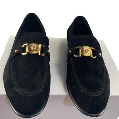 Versace Black Suede Loafers Size 44