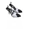 YSL Saint Laurent Chica Slingback Pumps Black Patent Leather PVC Size 39