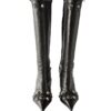 Balenciaga Cagole Knee High Black Leather Boots Size 39
