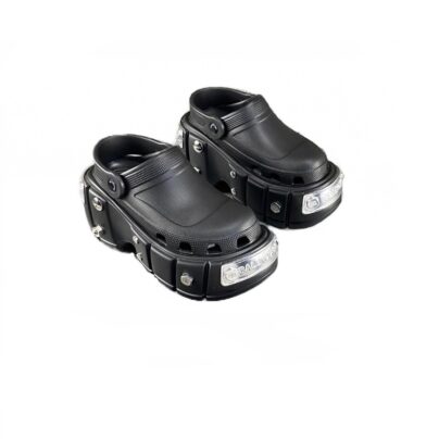 Balenciaga Crocs Black Hardcrocs Platform Rubber Sandals Size 38