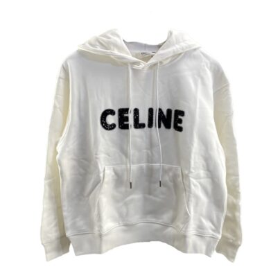 Celine Hooded Sweater White Cotton Size S