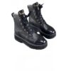 Chanel CC Ankle Leather Boots Black Lambskin Patent leather
