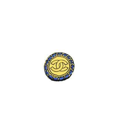 Chanel CC Round Brooch Pin Yellow Blue 23AW Collection