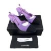 Chanel Slingback Mules Purple Black Tweed Size 38