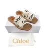 Chloe Flat Mules Slippers Beige Fabric Size 40