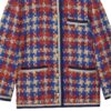 Gucci Collarless Jacket Check Tweed Blue Multicolor