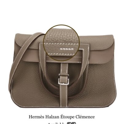 Hermes Halzan 25 Bag Etoupe Clemence Leather SHW