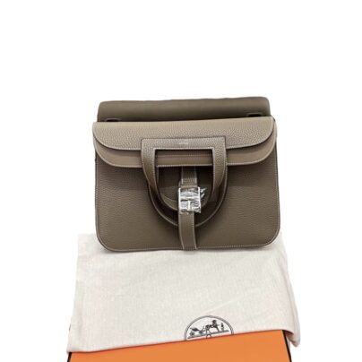 Hermes Halzan Mini 22 Bag Etoupe Clemence Leather SHW