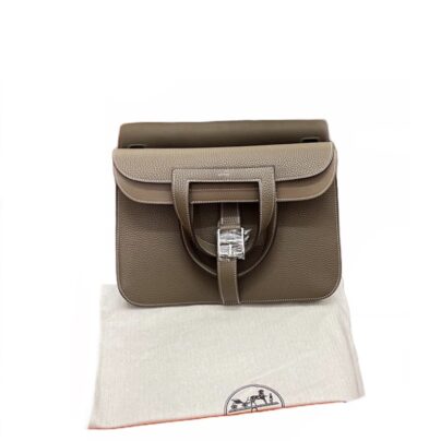 Hermes Mini 22 Halzan Bag Etoupe Clemence Leather SHW