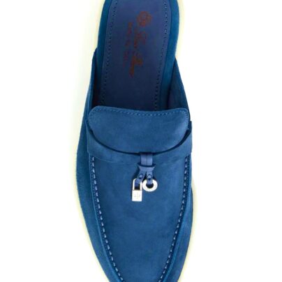 Loro Piana Babouche Slippers Blue Suede Size 37