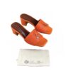 Loro Piana Summer Charms Leather Mules Orange Leather Size 38
