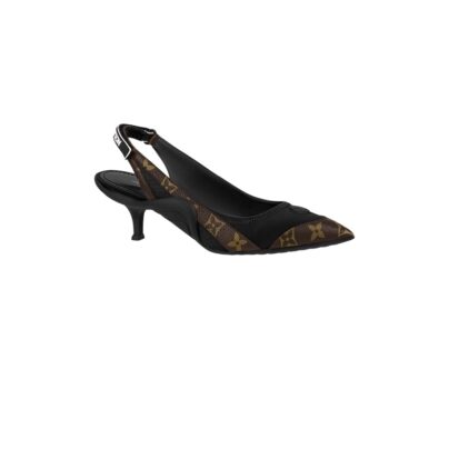 Louis Vuitton Archlight Slingback Heels Black and monogram with kitten heels