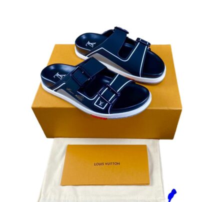 Louis Vuitton Black LV Trainer Mules Buckle Sandals 1A9JW1 Size 38