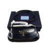 Prada Small Shoulder Bag With Flap in Black Brushed Leather Patent