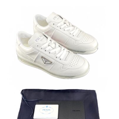 Prada White Logo Low Top Leather sneakers size 40