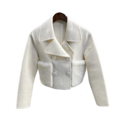 Prada White Short Jacket Shearling Size FR36