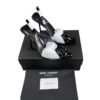 Saint Laurent Chica Slingback Heels Black Patent Leather PVC Size 38