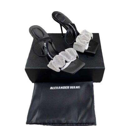 Alexander Wang Julie Scrunchie Crystal Sandals Size 38