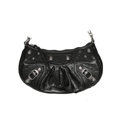 Balenciaga La Carole Mini Black Leather Handbag Silver Hardware