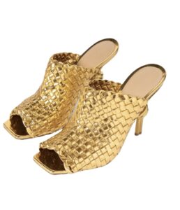 Bottega Veneta Gold Knot Mules Sandals Size 38