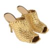 Bottega Veneta Gold Mini Weave Knot Mules Sandals Size 39