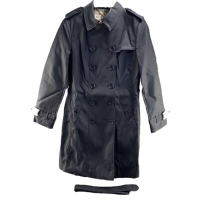 Burberry Long Kensington Heritage Black Trench Coat Size 38