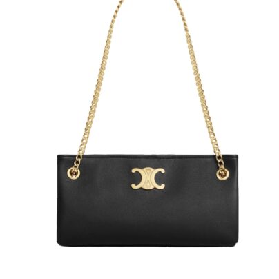 Celine Medium Newspaper Black Leather Handbag