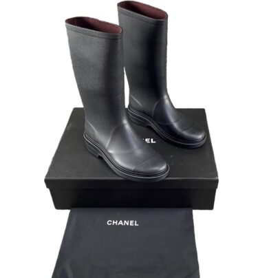 Chanel Black Rain Rubber Boots size 40
