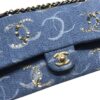 Chanel CC Logo Medium Classic Flap Bag Blue Denim and Sequin