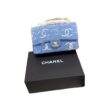 Chanel CC Logo Medium Classic Flap Bag Blue Denim and Sequin New