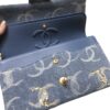Chanel CC Logo Medium Classic Flap Bag Blue Denim and Sequin interior
